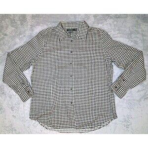LAUREN Ralph Lauren Women 2XL Non Iron Shirt Long Sleeve Houndstooth Black White